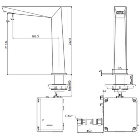 Vòi Lavabo American Standard WF-8510.DC Cảm Ứng Pin Cổ Cao