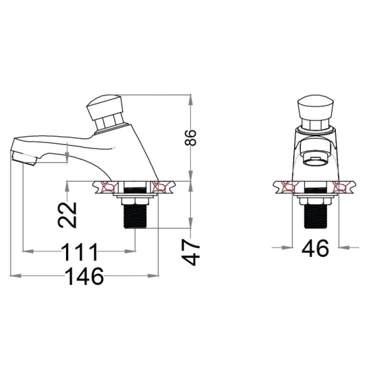 Vòi Lạnh Lavabo CAESAR B053CU (BF053) Xả Nhấn Bán Tự Động