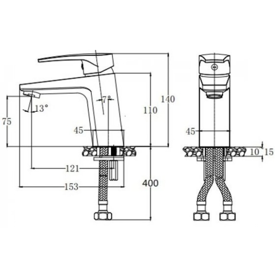 Vòi Lavabo Caesar B390CBU Màu Đen Nóng Lạnh