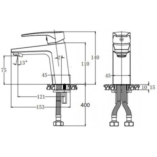 Vòi Lavabo Caesar B390CWU Màu Trắng Nóng Lạnh