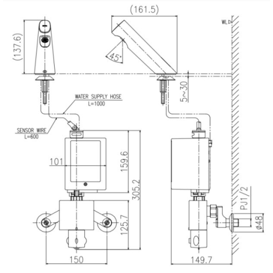 Vòi Cảm Ứng Inax AMV-300K Nóng Lạnh Dùng Pin