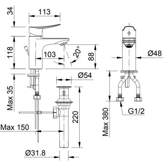 Vòi Chậu Lavabo Inax LFV-502S Nóng Lạnh