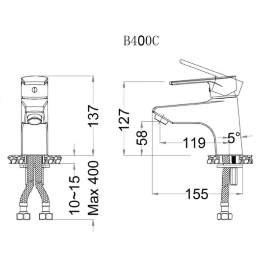 Vòi Nóng Lạnh Lavabo CAESAR B400CU Bộ Xả Nhấn