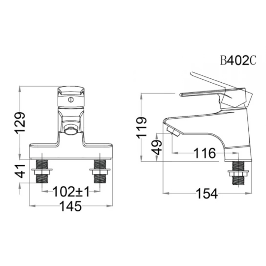 Vòi Nóng Lạnh Lavabo CAESAR B402CU Chậu 3 Lỗ