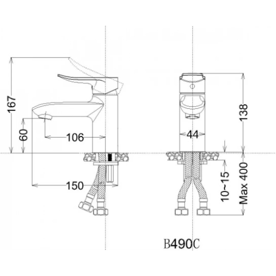 Vòi Lavabo CAESAR B490CU Nóng Lạnh Xả Nhấn