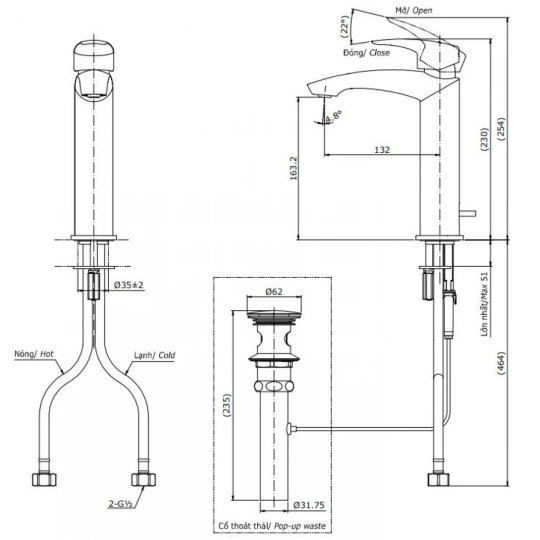Vòi Lavabo TOTO TLG09303V Nóng Lạnh Cổ Cao