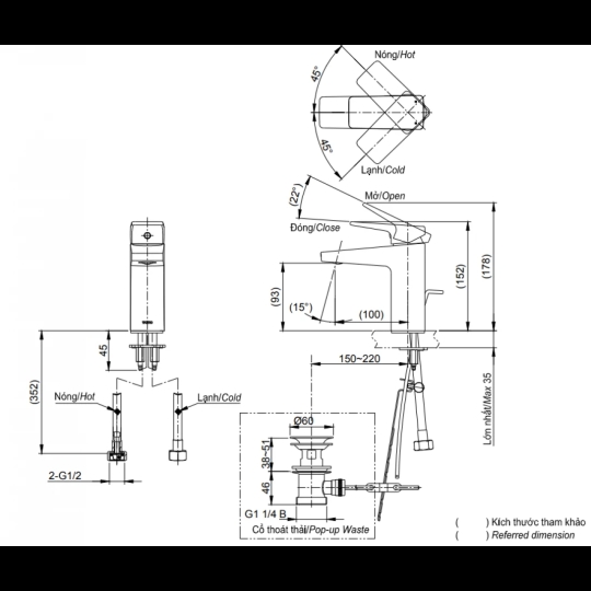 Vòi Lavabo TOTO TVLM108RU (TTLR303F-1) Nóng Lạnh
