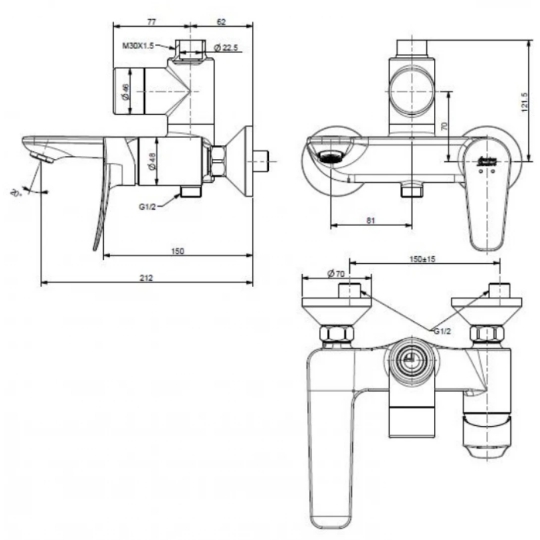 Bộ Cây Sen Phun Mưa nóng lạnh American Standard WF-0972/A-6110.978.903 (D20S) 