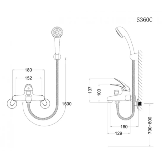 Vòi Sen Nóng Lạnh CAESAR S360C Tay 1 Chế Độ