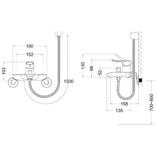 Bộ Vòi Sen Cây Caesar S493C/BS124 Nóng Lạnh