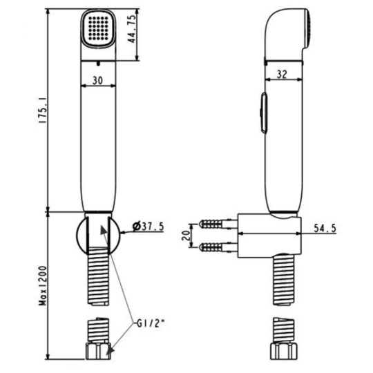 Vòi Xịt Toilet American Standard WF-TS28B Màu Đen
