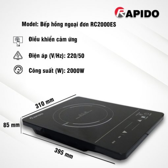 Bếp hồng ngoại đơn RC2000ES- Hàng chính hãng Rapido