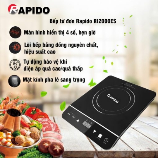 Bếp từ đơn RI2000ES- Hàng chính hãng Rapido