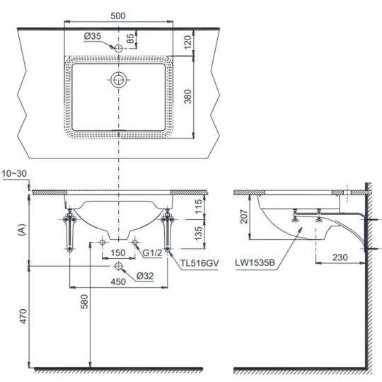 Chậu Lavabo TOTO LW1535V#XW Âm Bàn