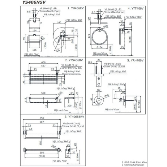 Bộ Phụ Kiện TOTO YS406N5V 5 Món