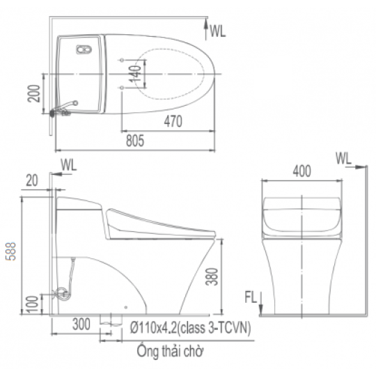 Bồn Cầu Thông Minh INAX AC-1008R/CW-KA22AVN