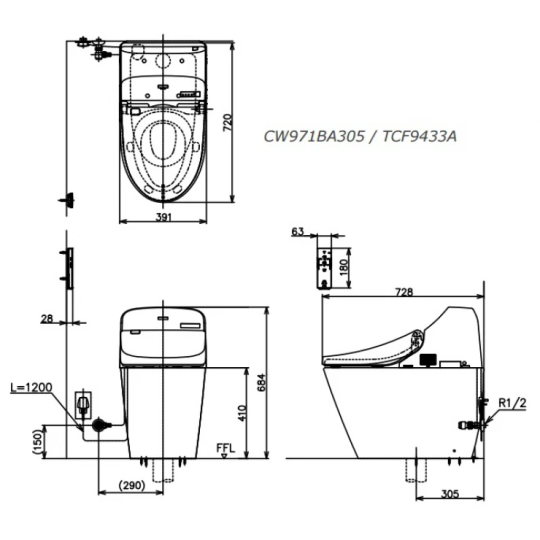 Bồn Cầu Thông Minh TOTO C971/TCF9433A GG