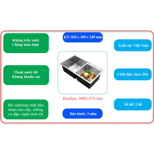 Chậu rửa bát Rapido RS-8245-3UW