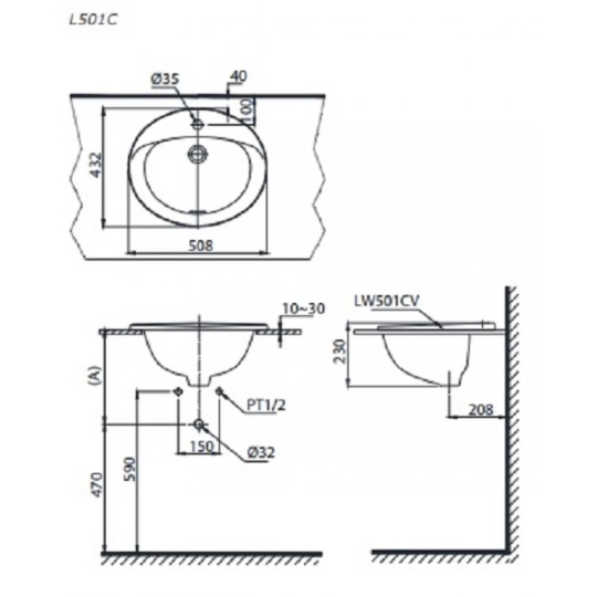 Chậu Rửa Lavabo TOTO L501C#XW Dương Vành