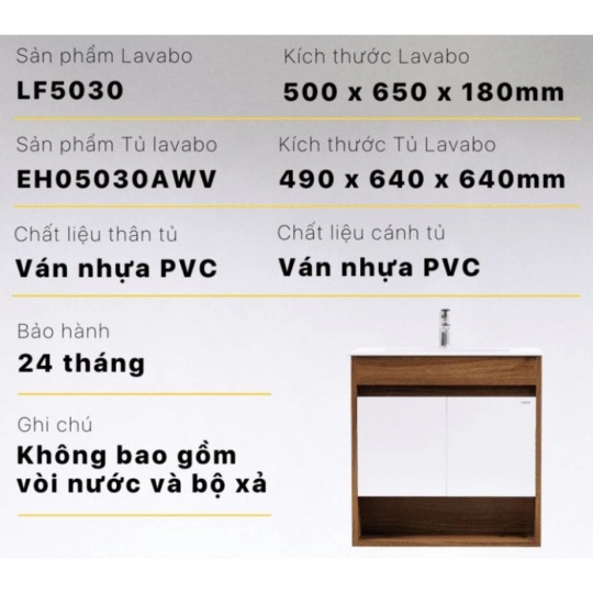 Bộ Tủ Lavabo Caesar LF5030/EH05030AWV Màu Nâu