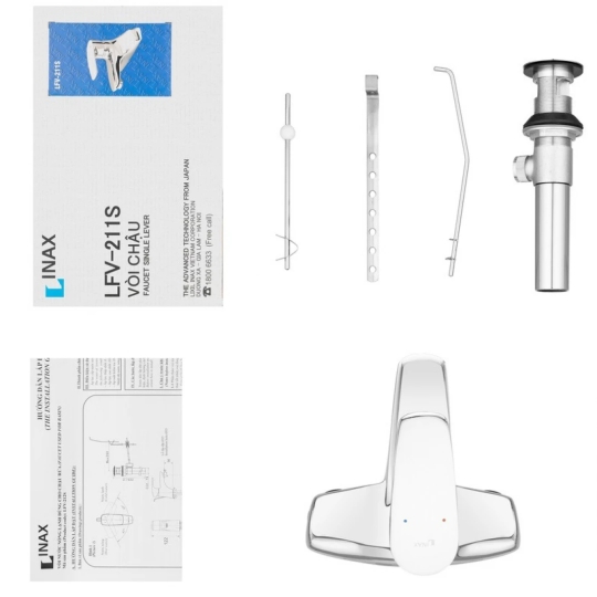 Vòi Rửa Lavabo Inax LFV-211S Nóng Lạnh Chậu 3 Lỗ