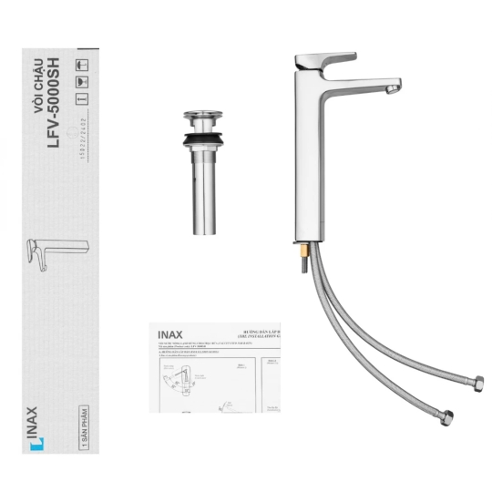 Vòi Lavabo Để Bàn Inax LFV-5000SH Cổ Cao Nóng Lạnh