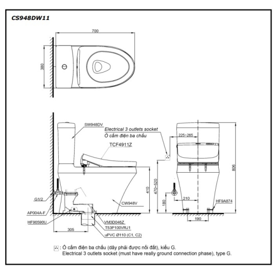Bồn Cầu Điện Tử TOTO CS948DW11 Nắp Rửa Washlet