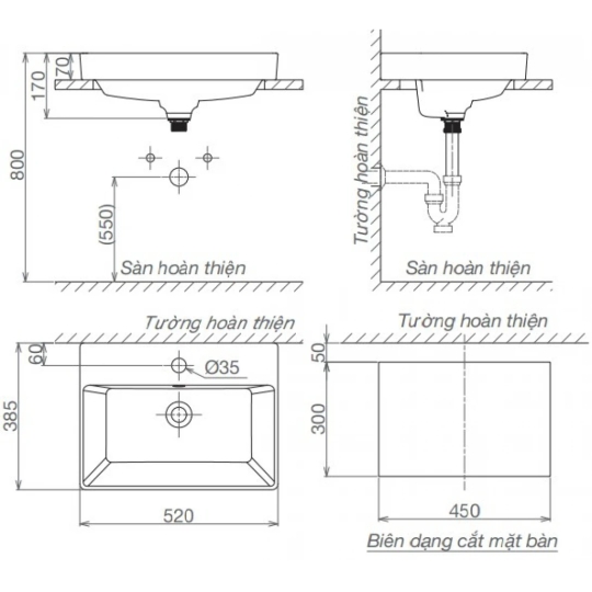 Chậu Rửa Lavabo Viglacera V29 Đặt Bàn
