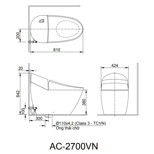 Bồn cầu 1 khối INAX AC-2700VN/BW1