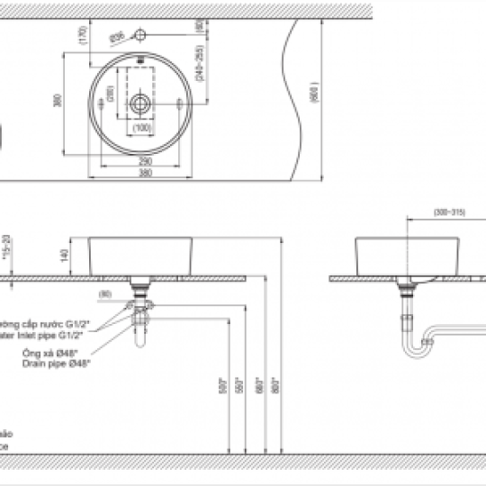 Chậu Rửa Lavabo Inax AL-295V Đặt Bàn Tròn Aqua Ceramic