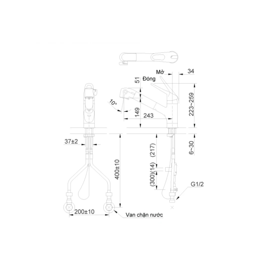 Vòi Rửa Rút Dây Inax JF-AB466SYX(JW) Nóng Lạnh