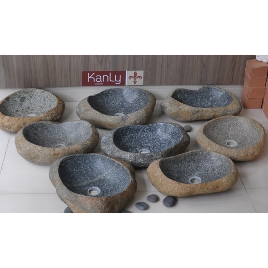 Chậu Rửa Mặt Lavabo Kanly MAR15V Đá Cuội Đặt Bàn