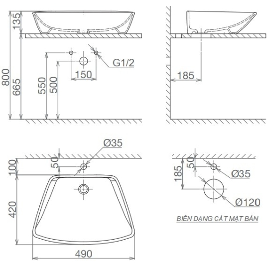 Chậu Rửa Lavabo Viglacera CD17 Đặt Bàn