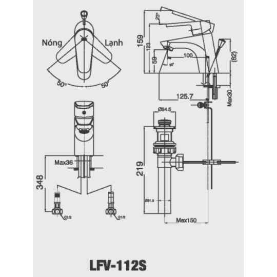 Vòi Chậu Lavabo Inax LFV-112S Nóng Lạnh