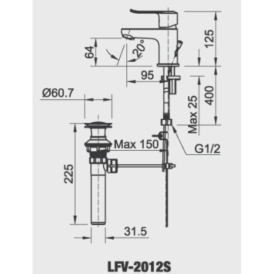 Vòi Chậu Rửa Mặt Lavabo Inax LFV-2012S Nóng Lạnh