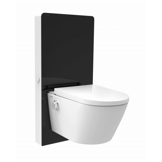 Bồn Cầu Điện Tử Viglacera Platinum P.16.320 Treo Tường Kính Đen