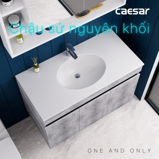 Bộ Tủ Lavabo Caesar Treo Tường LF5028/EH05028ASV Màu Xám