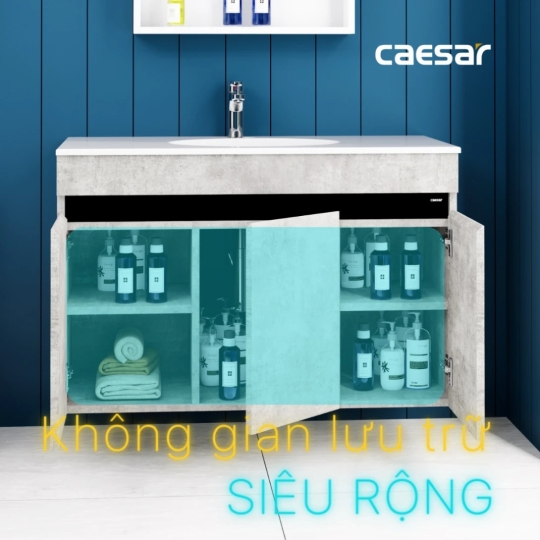 Bộ Tủ Lavabo Caesar Treo Tường LF5028/EH05028ASV Màu Xám