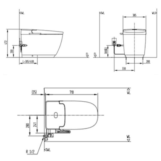 Bồn cầu điện tử AC-816VN (SARAS Light E)