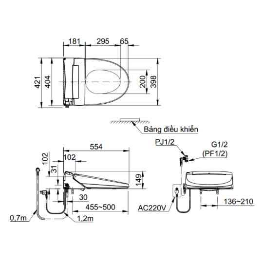 Nắp Điện Tử INAX CW-KA22AVN (CWKA22AVN) Bảng Điều Khiển Từ Xa
