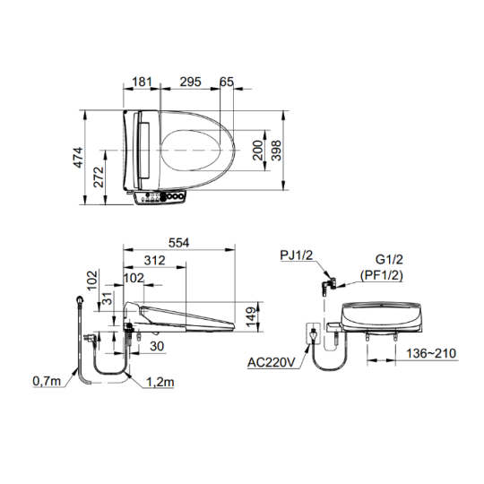 Nắp Điện Tử INAX CW-KB22AVN (CWKB22AVN) Shower Toilet