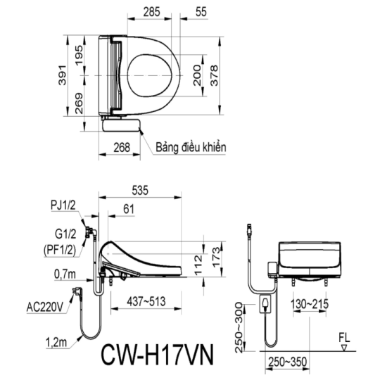 Nắp rửa điện tử CW-H17VN