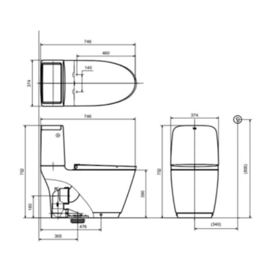 Bồn cầu 2 khối xả cảm ứng ACT-832VN