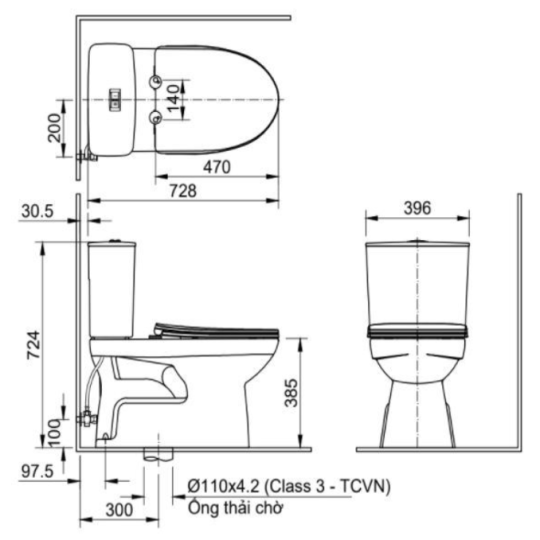 Bồn cầu 2 khối AC-514VWN