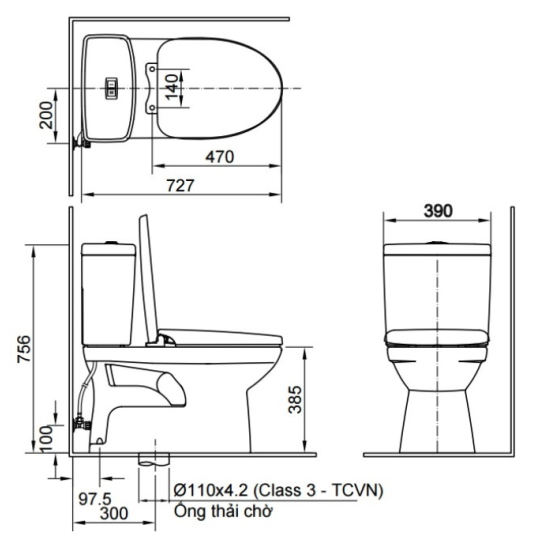 Bồn cầu 2 khối AC-504VWN-2