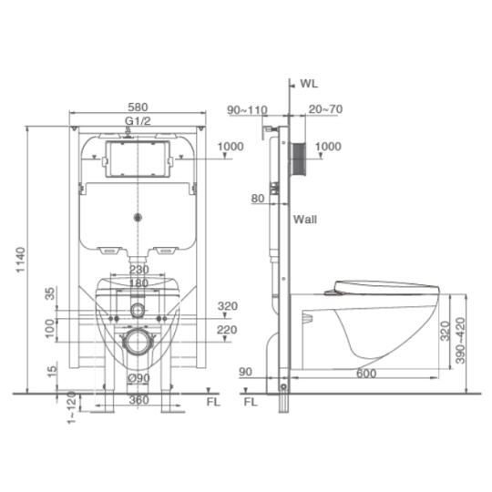 Bồn cầu treo tường AC-23PVN