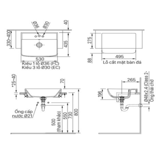 Chậu rửa bán âm AL-345V