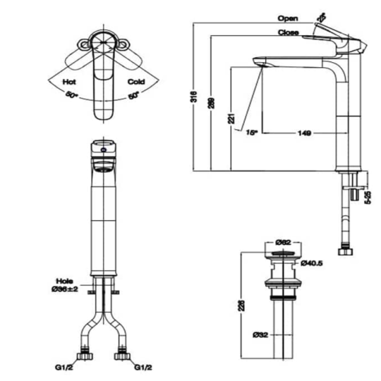 Vòi chậu đặt bàn LFV-1401S 