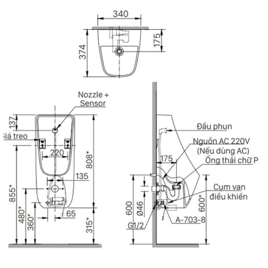 Bồn tiểu nam treo tường AU-468IR