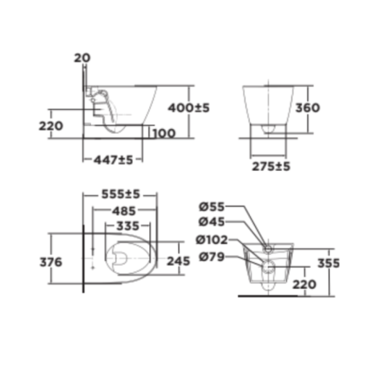 Bồn cầu treo tường American Standard VF-3119E (VF3119E) nắp êm dòng Acacia SupaSleek